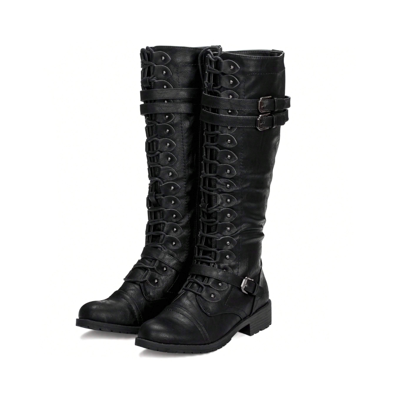 Tessa | Women’s Knee-High Lace-Up Boots with Buckles