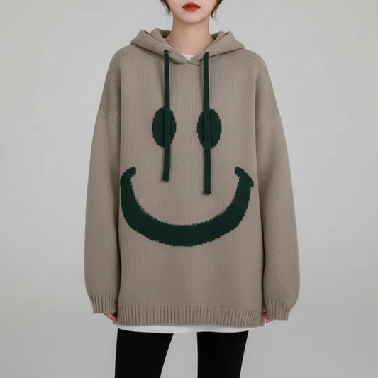 Noemi | Women’s Soft Oversized Smiley Face Hoodie