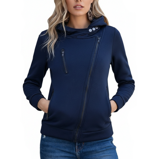 Taryn | Women’s Cotton Blend Hoodie with Asymmetrical Zip