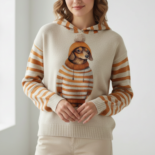 Rose | Women’s Hoodie with Cartoon Dog Print