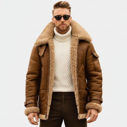 Russell | Men’s Vintage Suede Aviator Jacket with Fur Interior