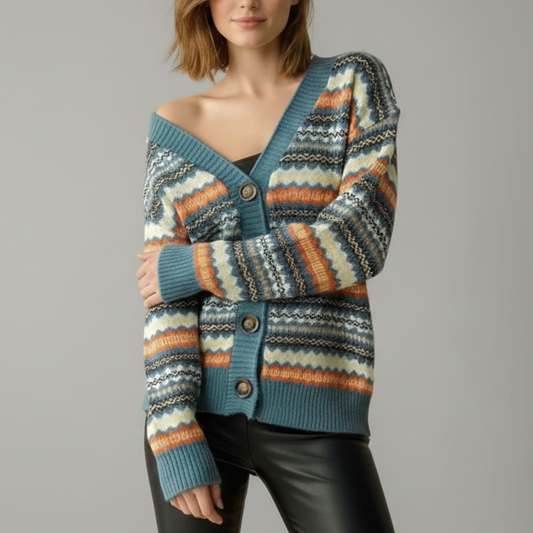 Mallory | Women’s Bold Pattern Relaxed Fit Knit Cardigan