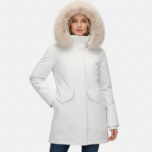 Briar | Women’s Adjustable Waist Parka Jacket with Faux Fur Hood
