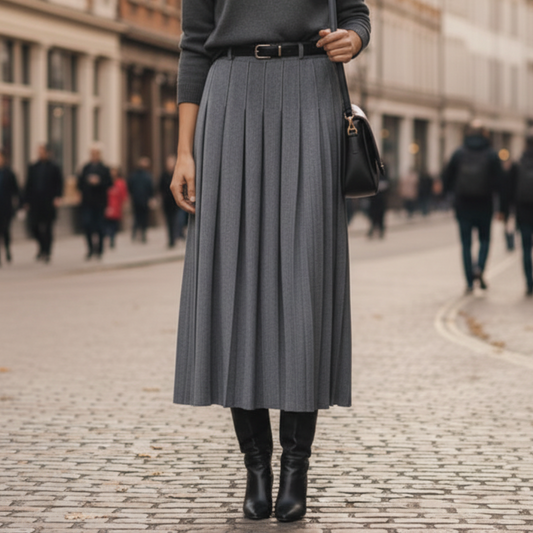 Elize | Women’s Flowy Spring Pleated Midi Skirt