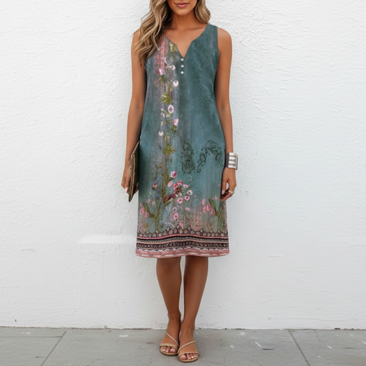 Lennon | Women’s Asymmetric Abstract Art Summer Midi Dress