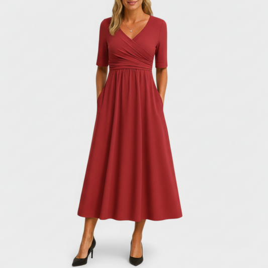 Maisie | Women’s Chic V-Neck Wrap-Style Midi Dress