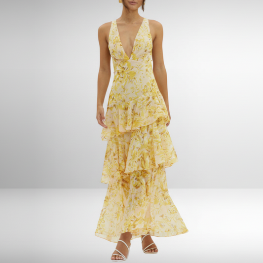 Isadora | Women’s Elegant Floral Tiered Maxi Dress