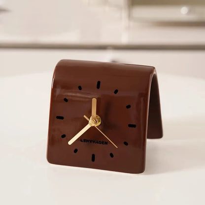 TerraForma Table Clock | Handcrafted Ceramic Charm in Mocha Brown
