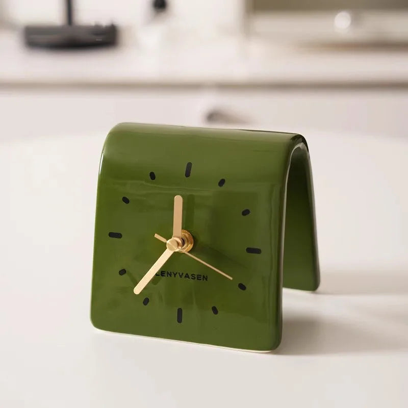 TerraForma Table Clock | Handcrafted Ceramic Charm in Mocha Brown