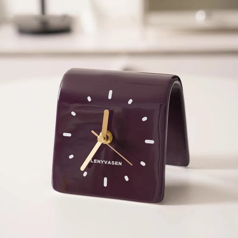 TerraForma Table Clock | Handcrafted Ceramic Charm in Mocha Brown