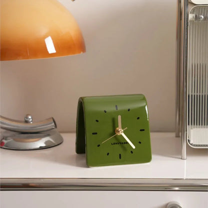 TerraForma Table Clock | Handcrafted Ceramic Charm in Mocha Brown