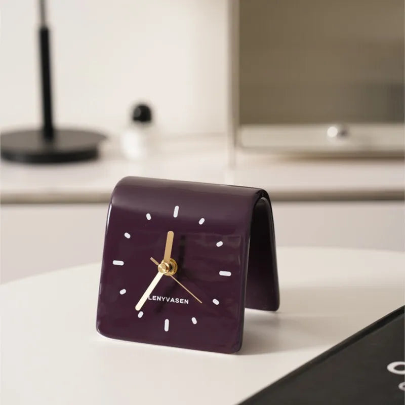 TerraForma Table Clock | Handcrafted Ceramic Charm in Mocha Brown
