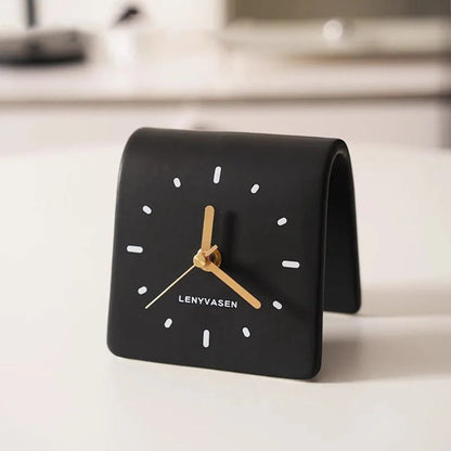 TerraForma Table Clock | Handcrafted Ceramic Charm in Mocha Brown
