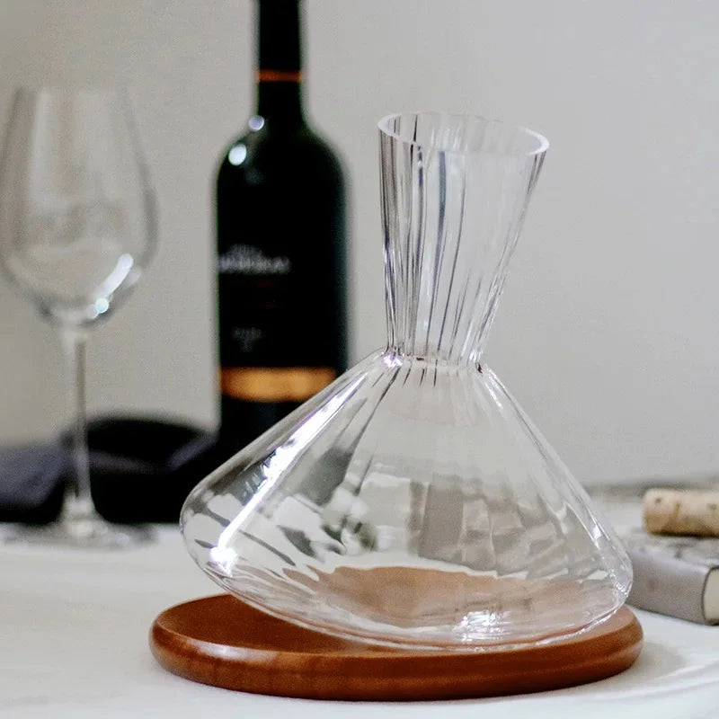 Crystal Glass Wine Decanter | Rotating Base