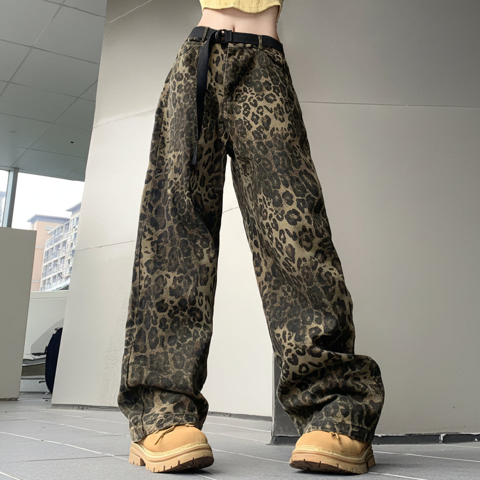 Marian | Women’s Leopard Print Flowing High-Waist Pants