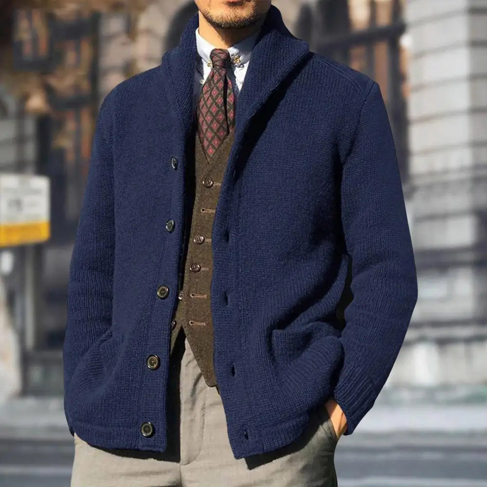 Nathan | Men’s Classic Knit Cardigan with Shawl Collar and Buttons