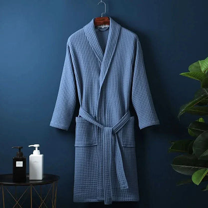 CloudWaffle Unisex Bathrobe | Lightweight Spa Comfort with Soft, Breathable Texture