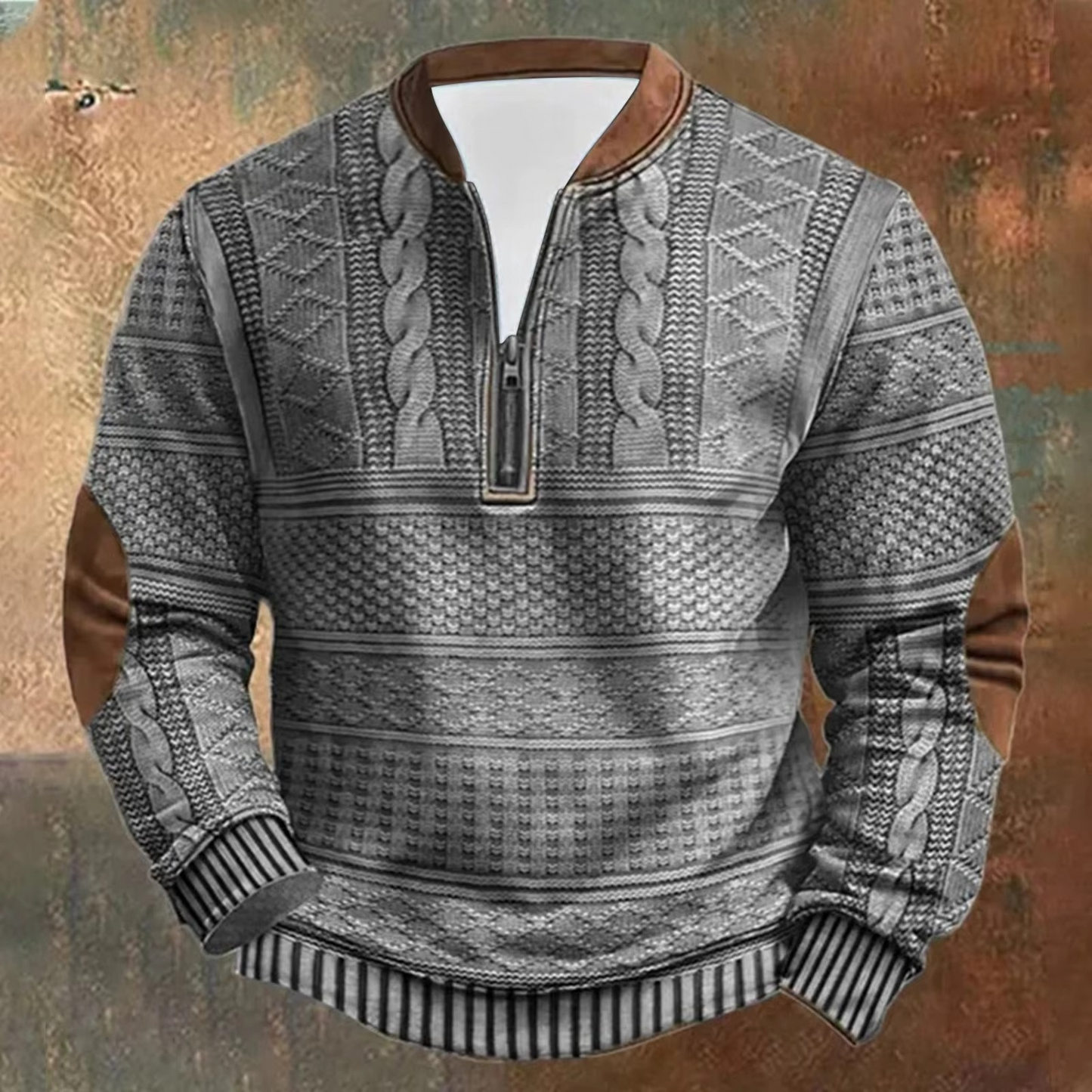 Garrett | Men’s Cable Knit Wool Half-Zip Sweater