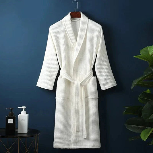 CloudWaffle Unisex Bathrobe | Lightweight Spa Comfort with Soft, Breathable Texture