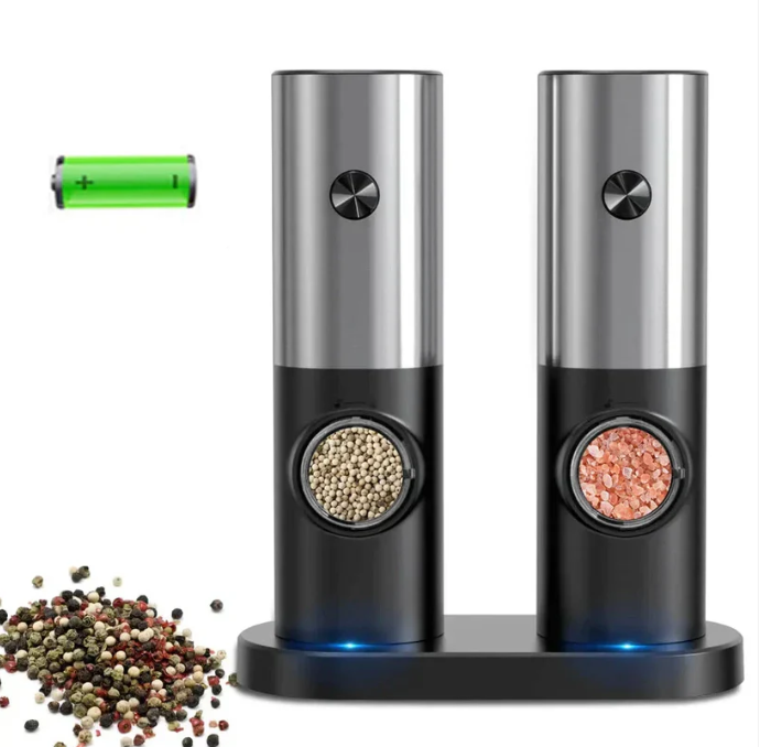 LumoGrind Electric Mill Set | LED-Lit Precision for Salt & Pepper, One-Touch Ease