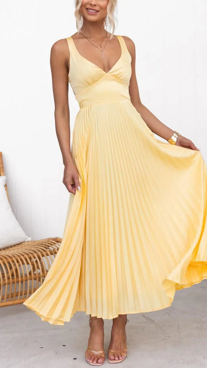 Ophelia | Women’s Pleated V-Neck Maxi Dress
