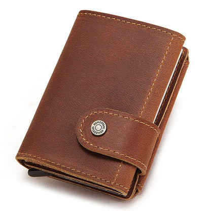 Tactical Bifold Leather Wallet with RFID Protection – Compact Genuine Leather Design for Everyday Use 0