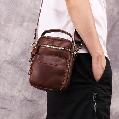 Estro | Men's Leather Crossbody Bag - Durable Stylish Travel Purse in Black-3