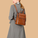 Retro Style | Women's Leather Backpack with Adjustable Straps and Ample Storage-4