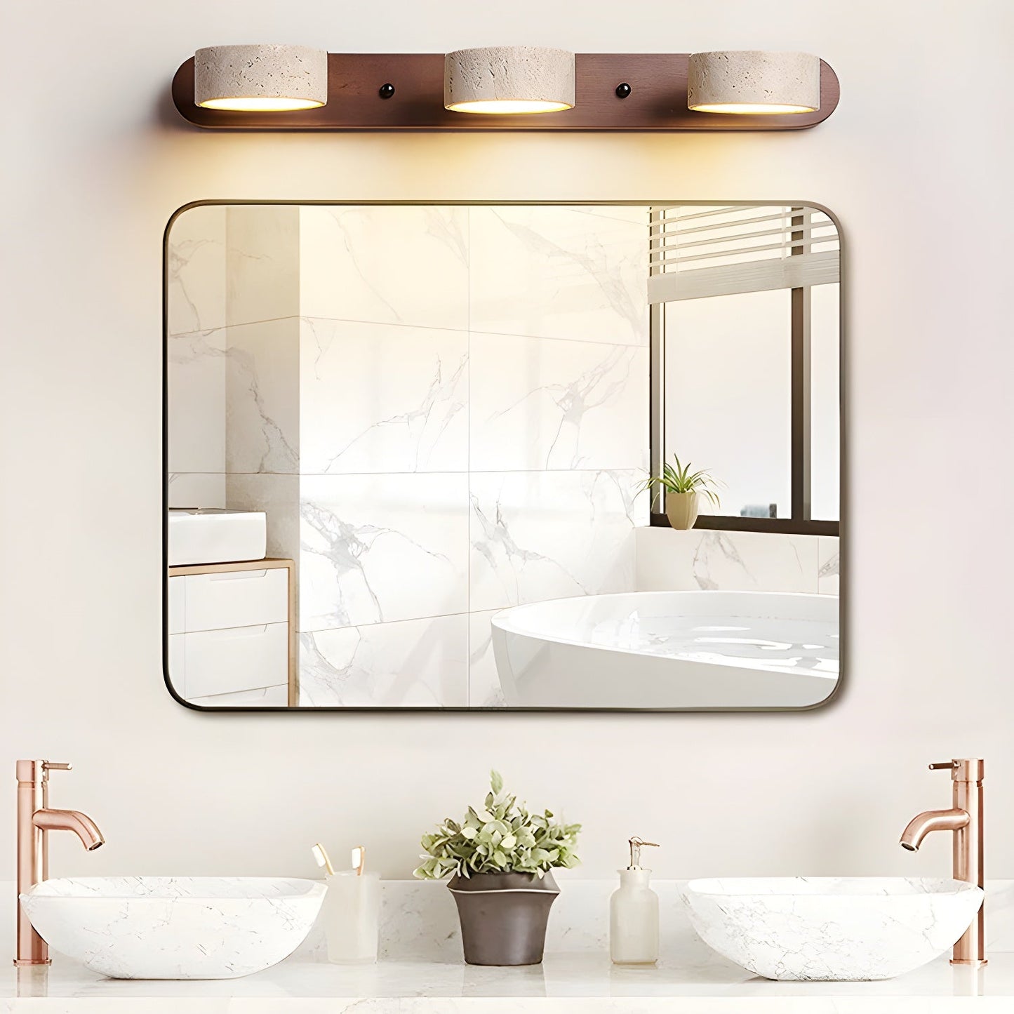 HavenStone Dual Wall Lamp | Travertine LED Illumination