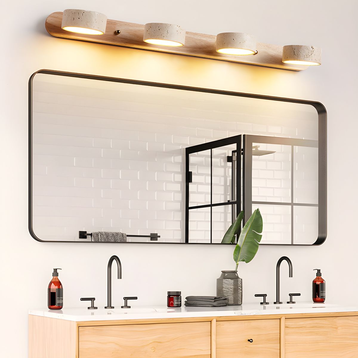 HavenStone Dual Wall Lamp | Travertine LED Illumination