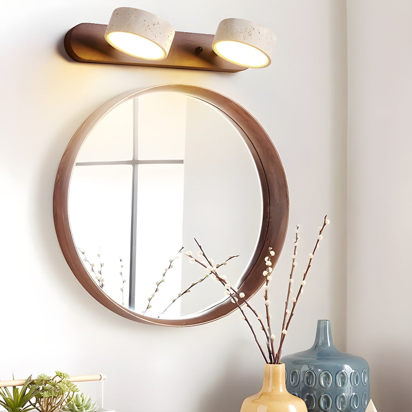 HavenStone Dual Wall Lamp | Travertine LED Illumination