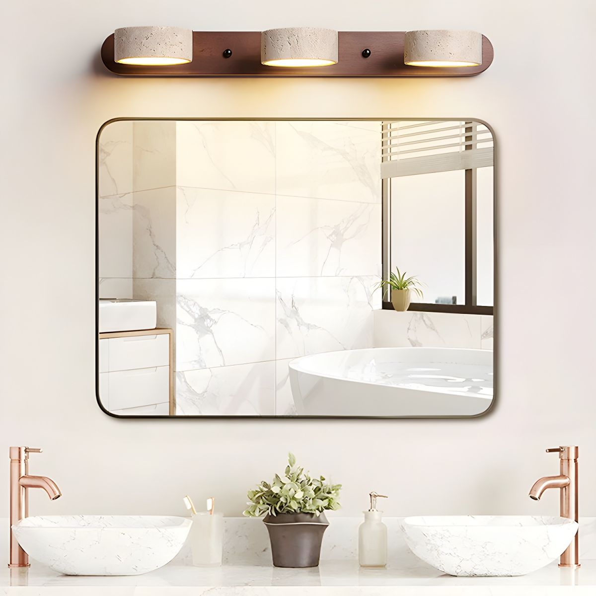 HavenStone Dual Wall Lamp | Travertine LED Illumination