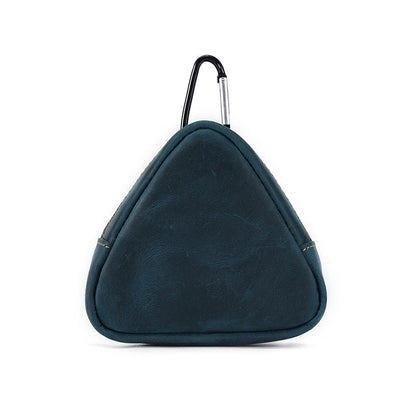 Triangular Leather Coin Purse – Durable Crazy Horse Leather with Zipper Closure for Coins and Small Essentials 9