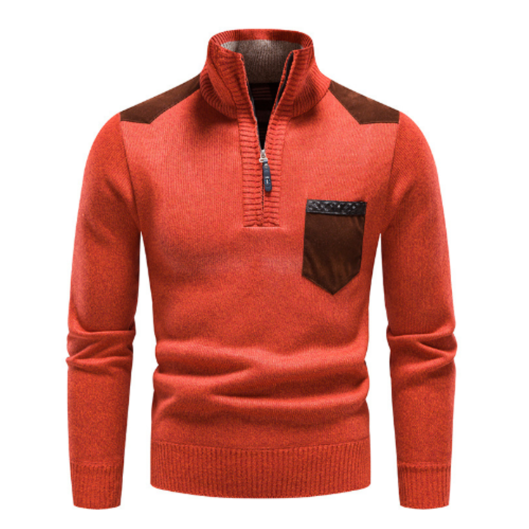 Henry | Men’s Half-Zip Sweater with Shoulder Patch