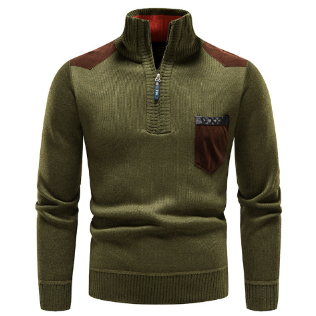 Henry | Men’s Half-Zip Sweater with Shoulder Patch