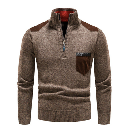 Henry | Men’s Half-Zip Sweater with Shoulder Patch