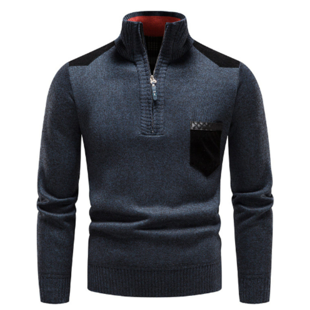Henry | Men’s Half-Zip Sweater with Shoulder Patch