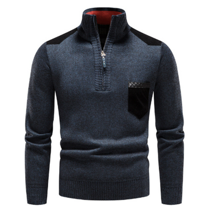 Henry | Men’s Half-Zip Sweater with Shoulder Patch