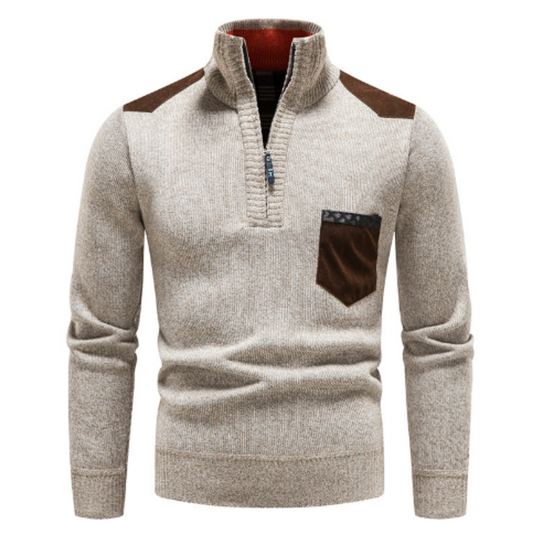 Henry | Men’s Half-Zip Sweater with Shoulder Patch