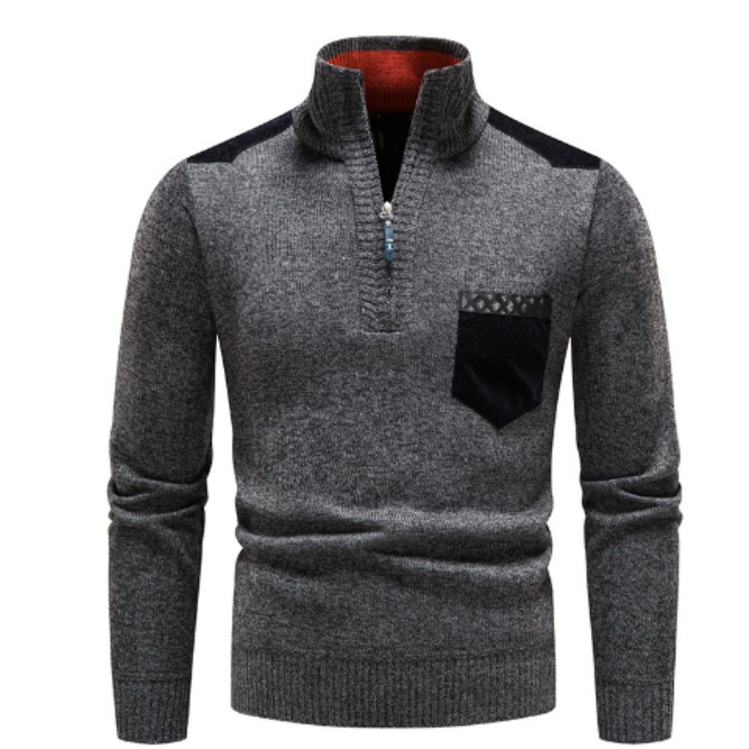 Henry | Men’s Half-Zip Sweater with Shoulder Patch