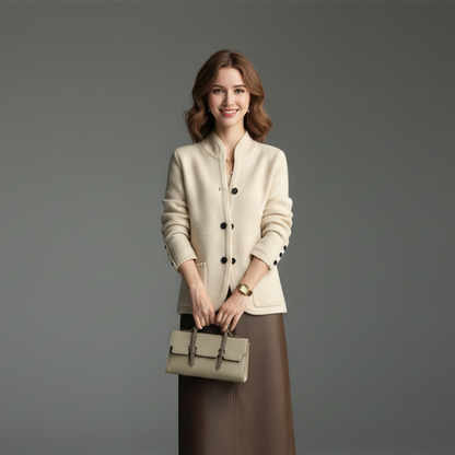 Amelie | Women’s Textured Knit Cardigan with Button-Up Front