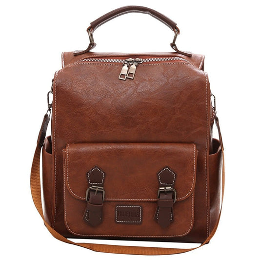 Vintage Women's Handbag - Multifunctional Light Brown Faux Leather Crossbody Bag and Shoulder Purse 0