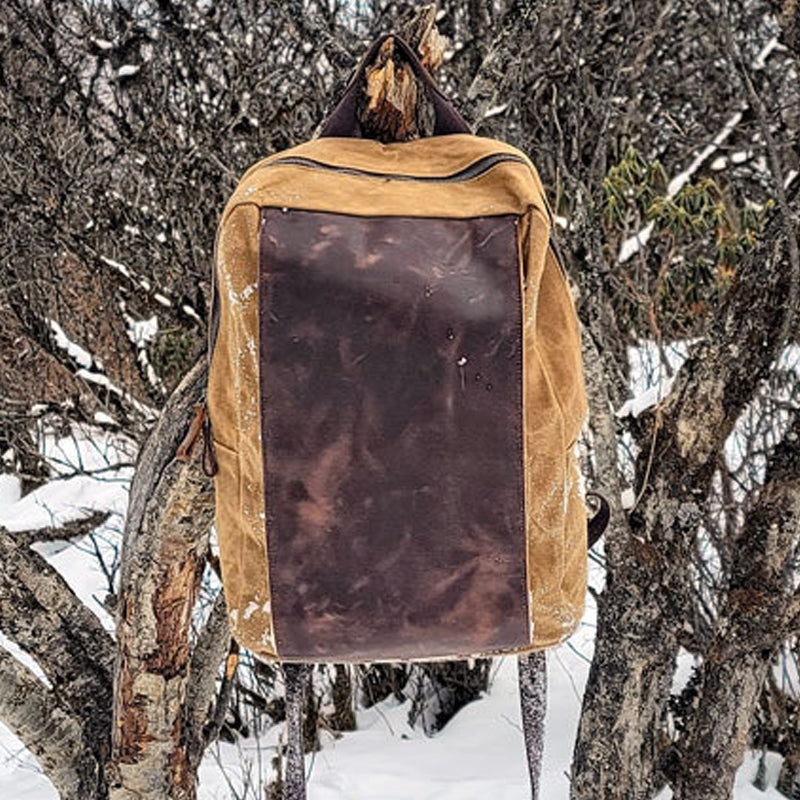 Handmade Waxed Canvas Travel Backpack | Durable Rucksack with Laptop Sleeve-2
