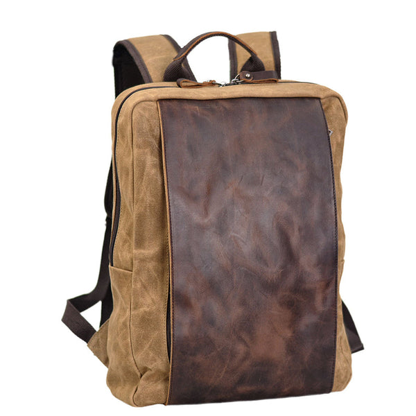 Variant image for Handmade Waxed Canvas Travel Backpack | Durable Rucksack with Laptop Sleeve-1