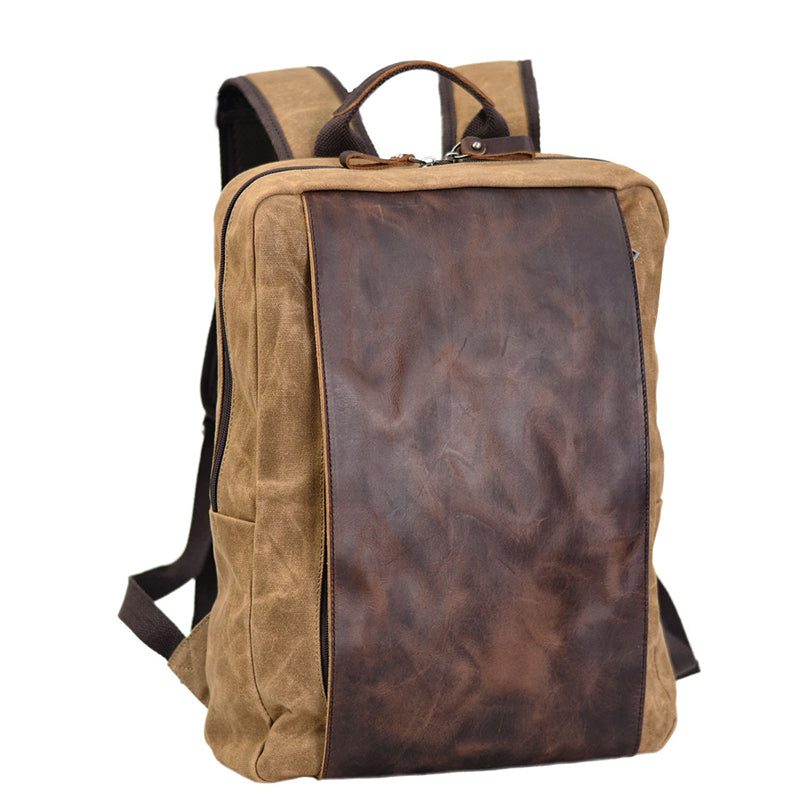 Variant image for Handmade Waxed Canvas Travel Backpack | Durable Rucksack with Laptop Sleeve-1