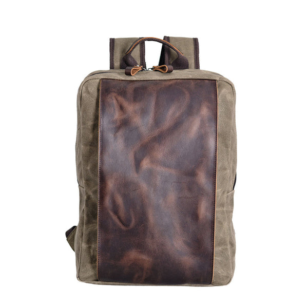 Handmade Waxed Canvas Travel Backpack | Durable Rucksack with Laptop Sleeve-6