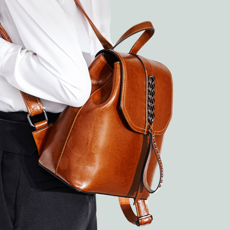 Elegant | Women's Leather Backpack with Adjustable Straps and Multiple Compartments-2