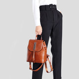 Elegant | Women's Leather Backpack with Adjustable Straps and Multiple Compartments-6