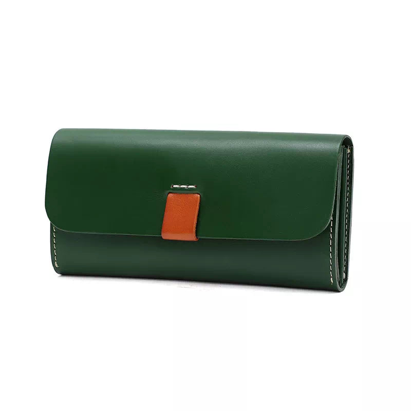 Women's Leather Snap Wallet with Multiple Card Slots and Zipper Pocket – Elegant Vintage Design 3