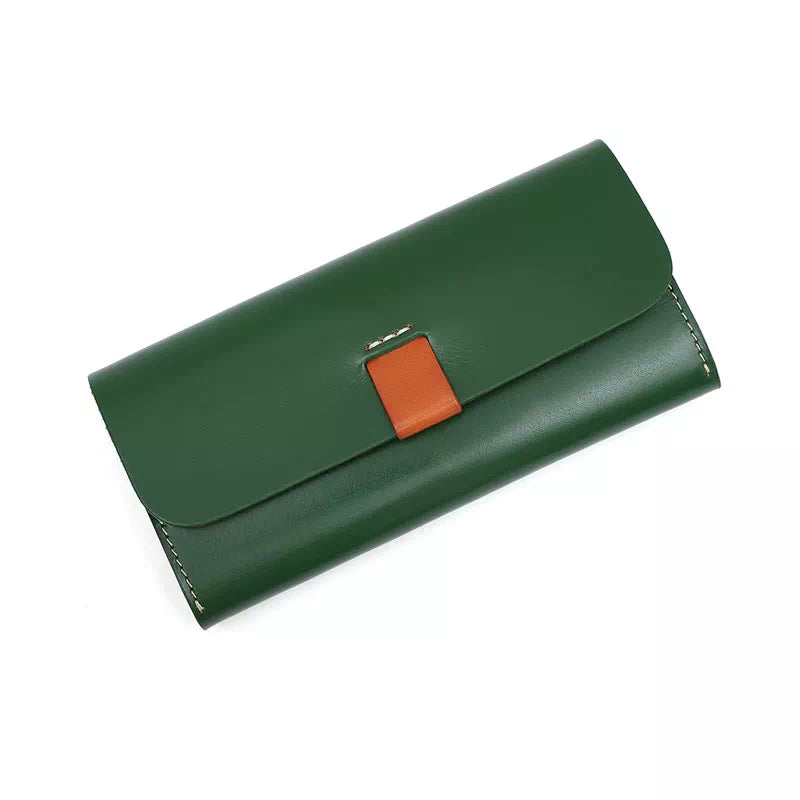 Women's Leather Snap Wallet with Multiple Card Slots and Zipper Pocket – Elegant Vintage Design 4